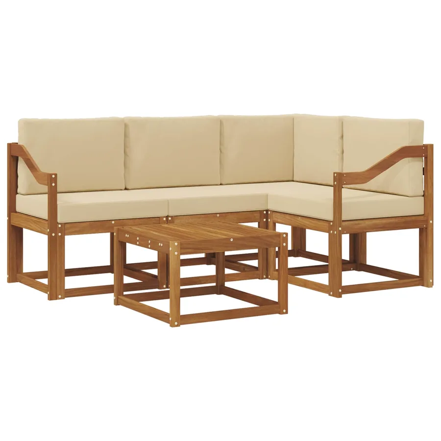 Ensemble de canapés d'extérieur 5 pcs Naturel et Beige - 2