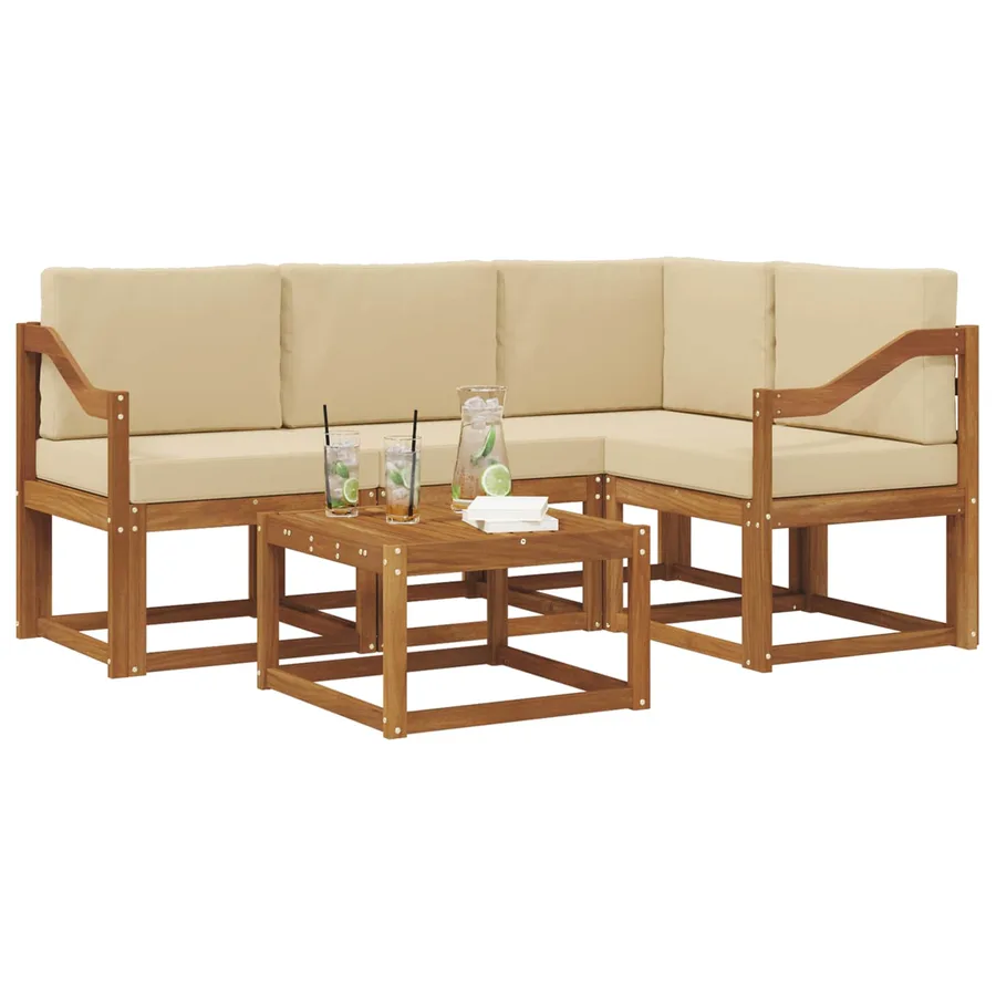 Ensemble de canapés d'extérieur 5 pcs Naturel et Beige - 3