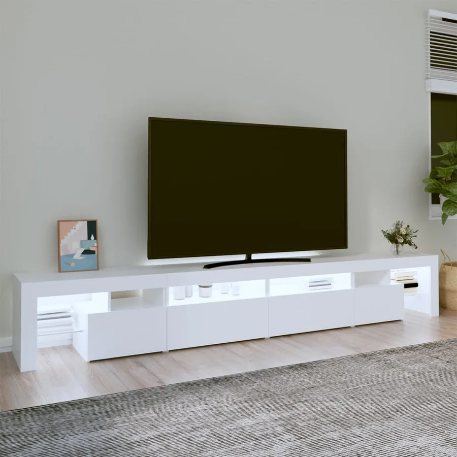 Meuble TV avec lumières LED Blanc 260x36,5x40 cm - 3