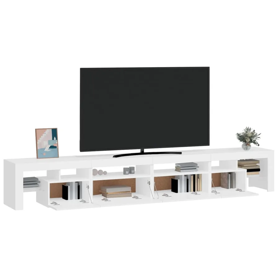Meuble TV avec lumières LED Blanc 260x36,5x40 cm - 6