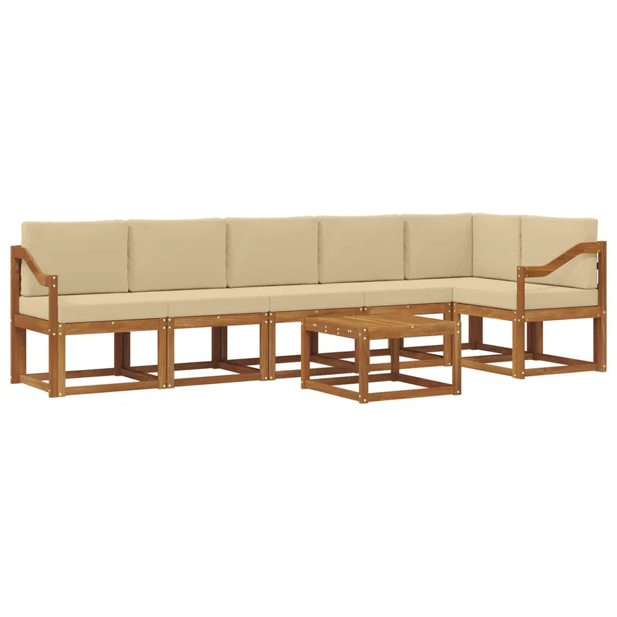 Ensemble de canapés d'extérieur 7 pcs Naturel et Beige - 2
