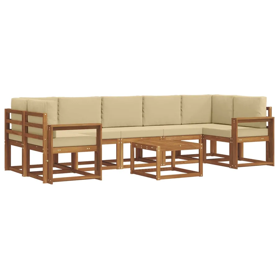 Ensemble de canapés d'extérieur 8 pcs Naturel et Beige - 2
