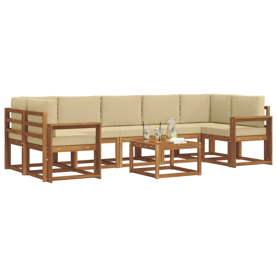Ensemble de canapés d'extérieur 8 pcs Naturel et Beige - 3