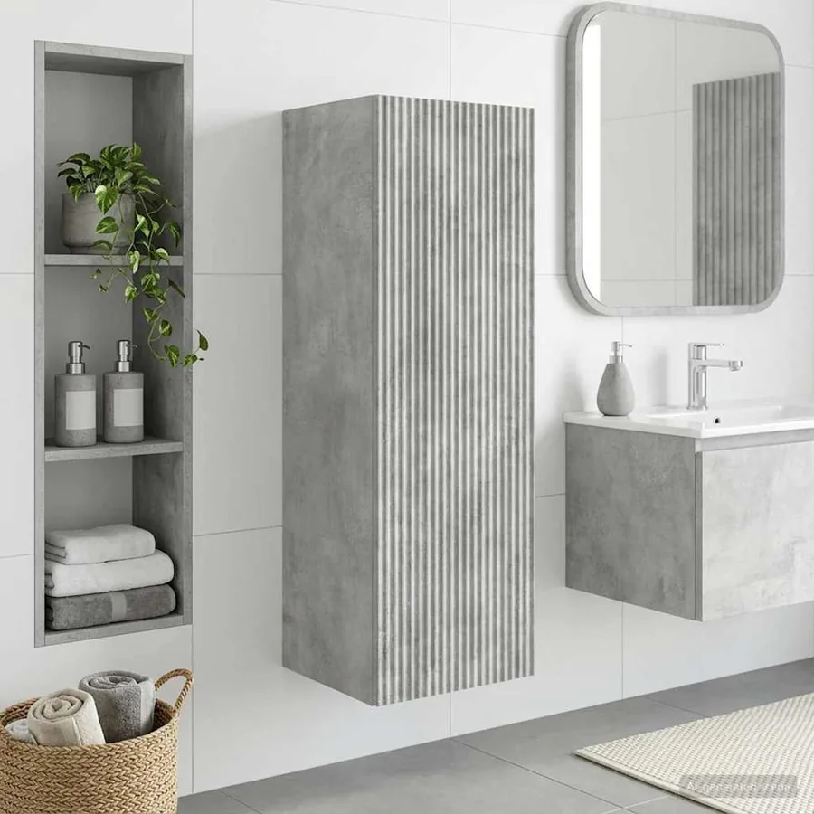 Cabinet de Salle de Bain Mural Gris béton 33 x 34,5 x 60 cm