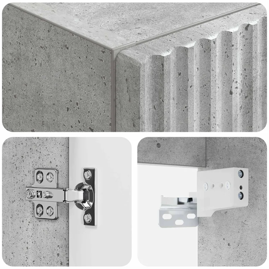 Cabinet de Salle de Bain Mural Gris béton 33 x 34,5 x 60 cm - 6