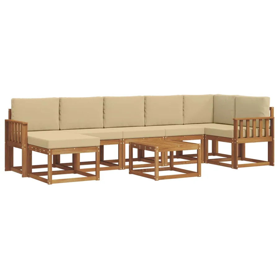 Ensemble de canapés d'extérieur 8 pcs Naturel et Beige - 2