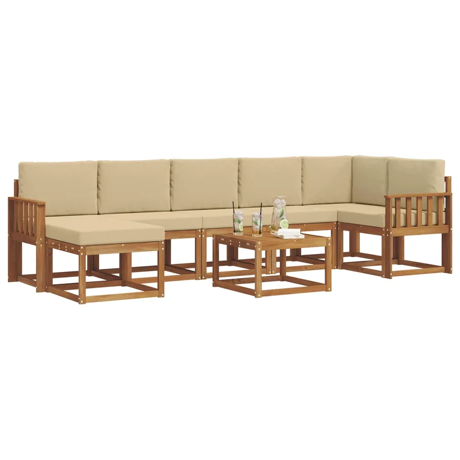 Ensemble de canapés d'extérieur 8 pcs Naturel et Beige - 3