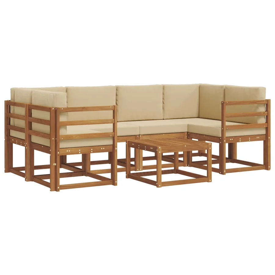 Ensemble de canapés d'extérieur 7 pcs Naturel et Beige - 2