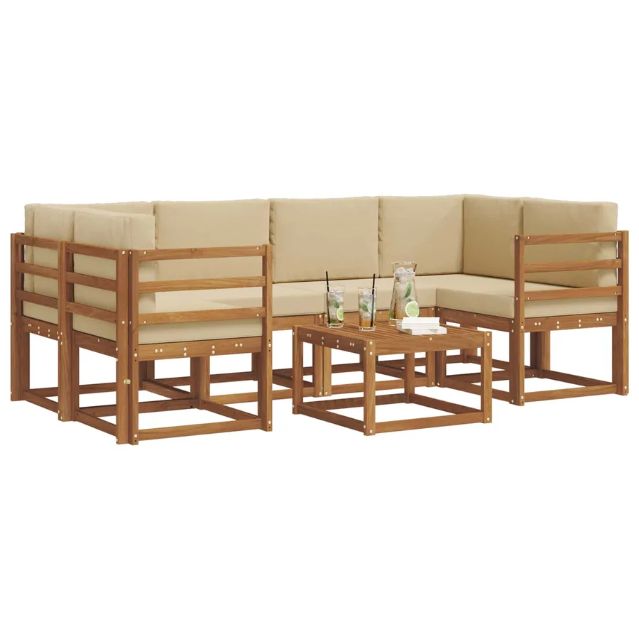 Ensemble de canapés d'extérieur 7 pcs Naturel et Beige - 3
