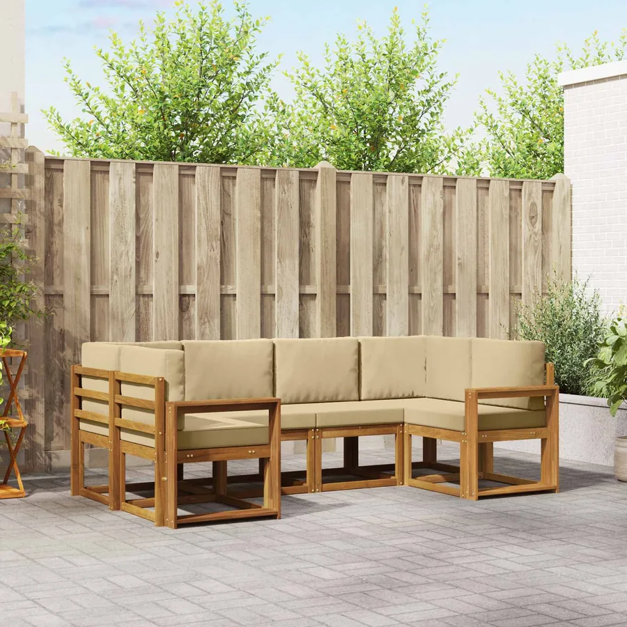 Ensemble de canapés d'extérieur 6 pcs Naturel et Beige
