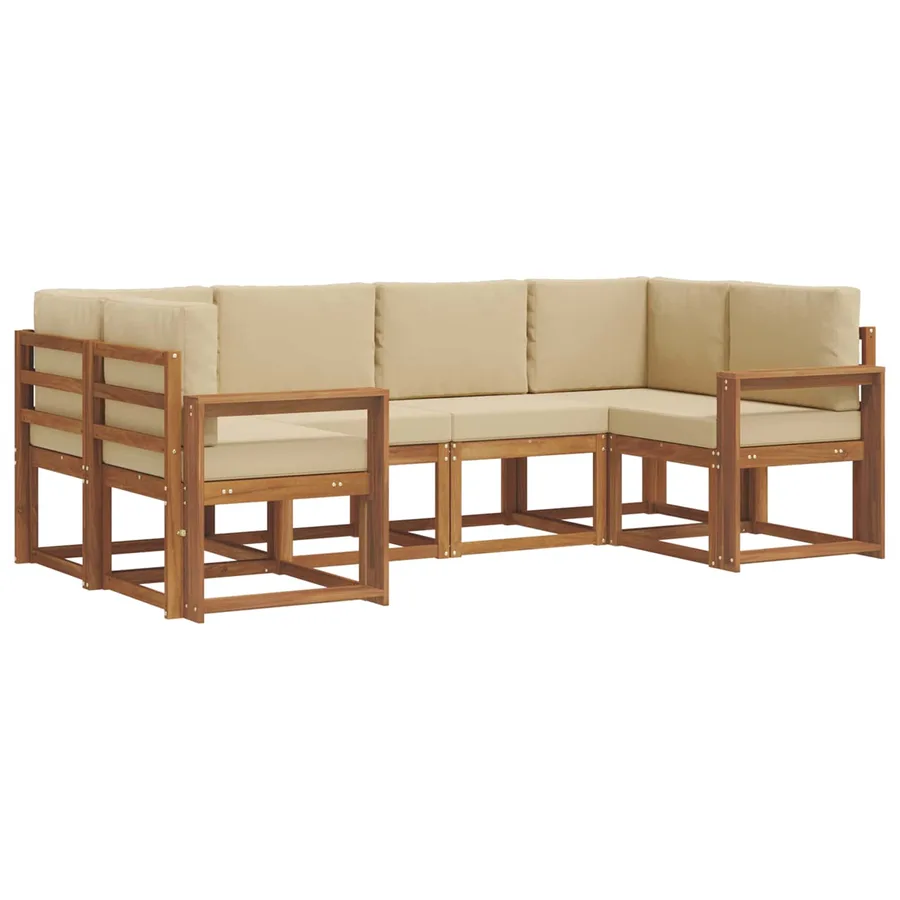 Ensemble de canapés d'extérieur 6 pcs Naturel et Beige - 2