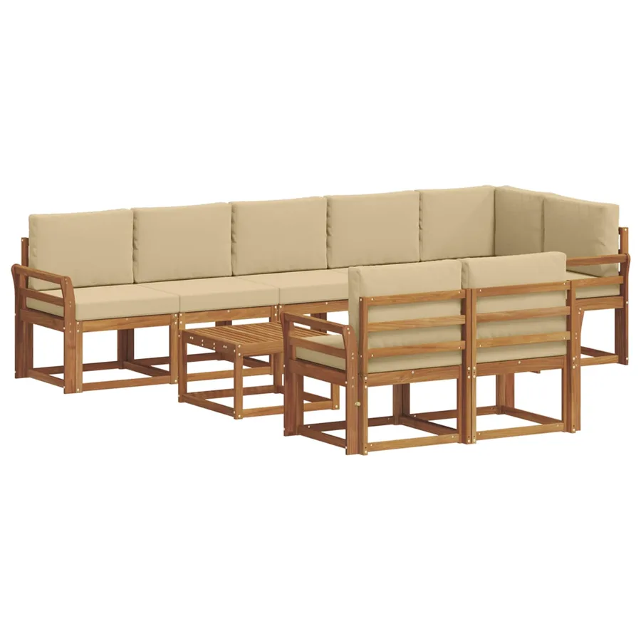 Ensemble de canapés d'extérieur 9 pcs Naturel et Beige - 2