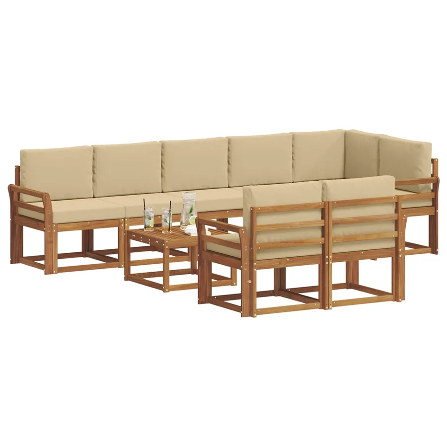 Ensemble de canapés d'extérieur 9 pcs Naturel et Beige - 3