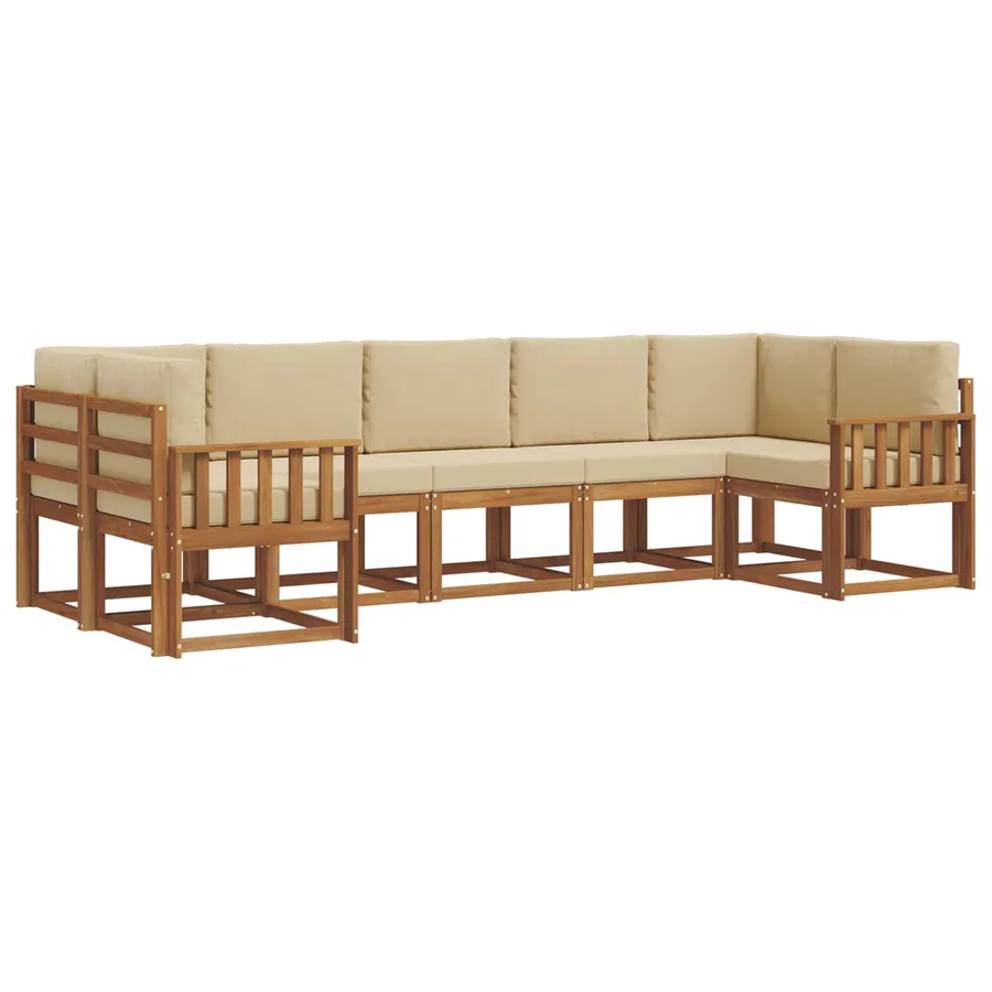 Ensemble de canapés d'extérieur 7 pc Naturel et Beige - 2