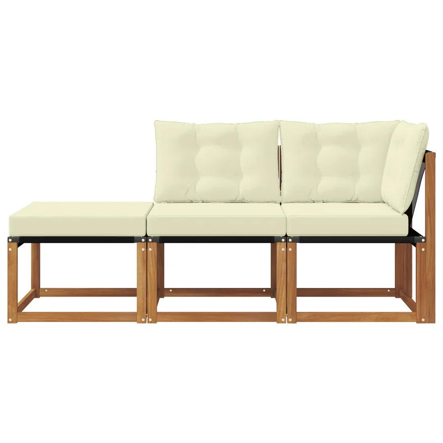 Canapés modulaires d'extérieur 3 Pièce Naturel et Crème - 6