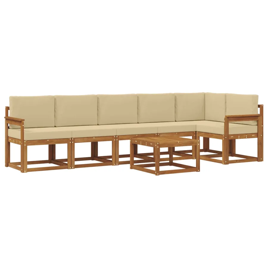 Ensemble de canapés d'extérieur 7 pcs Naturel et Beige - 2