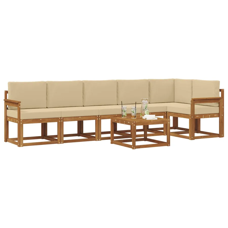 Ensemble de canapés d'extérieur 7 pcs Naturel et Beige - 3
