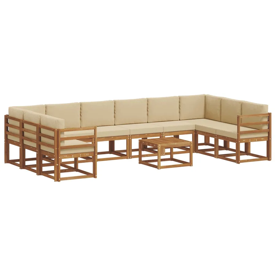Ensemble de canapés d'extérieur 11 pcs Naturel et Beige - 2