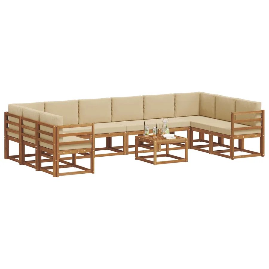 Ensemble de canapés d'extérieur 11 pcs Naturel et Beige - 3