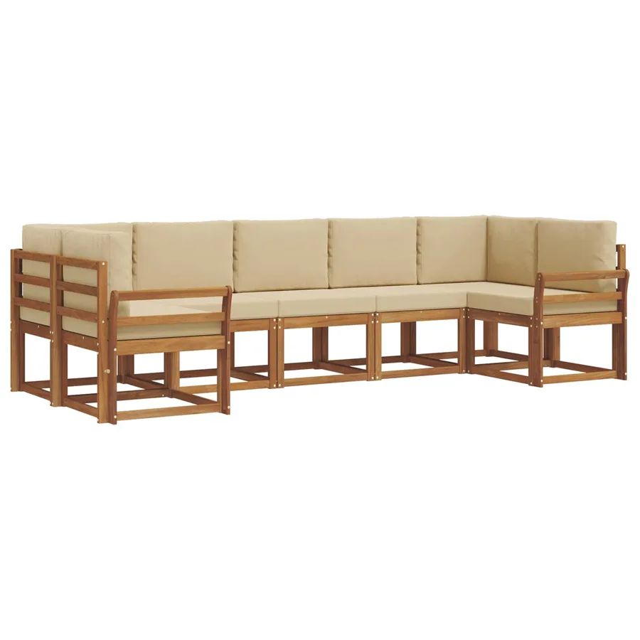 Ensemble de canapés d'extérieur 7 pc Naturel et Beige - 2