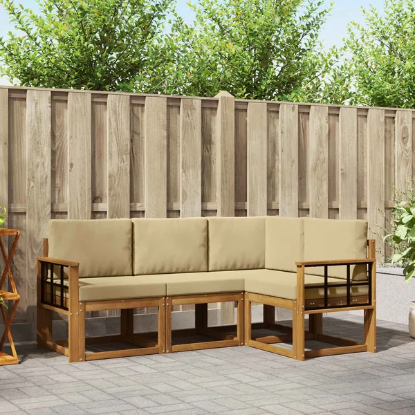 Ensemble de canapés d'extérieur 4 pcs Naturel et Beige