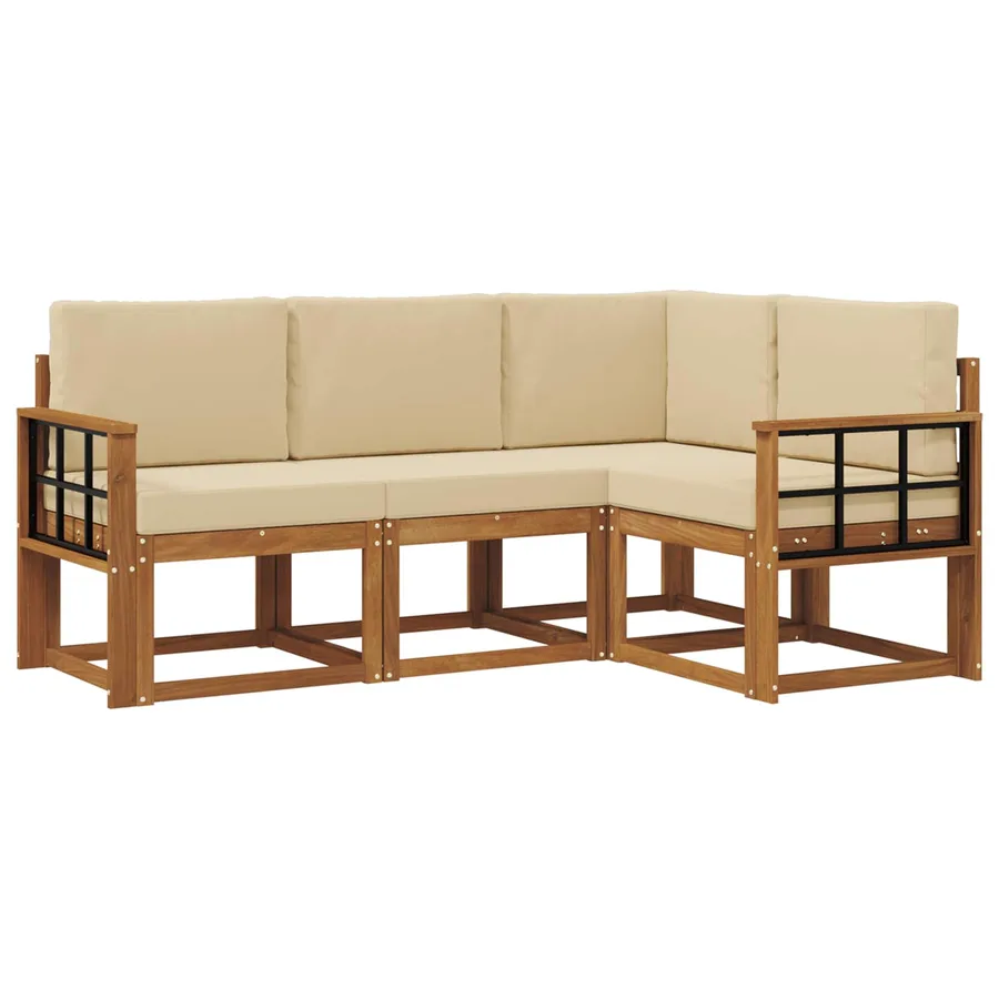 Ensemble de canapés d'extérieur 4 pcs Naturel et Beige - 2