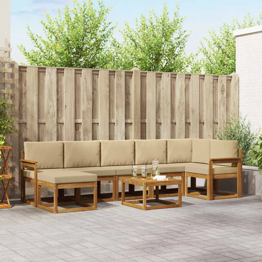 Ensemble de canapés d'extérieur 8 pcs Naturel et Beige