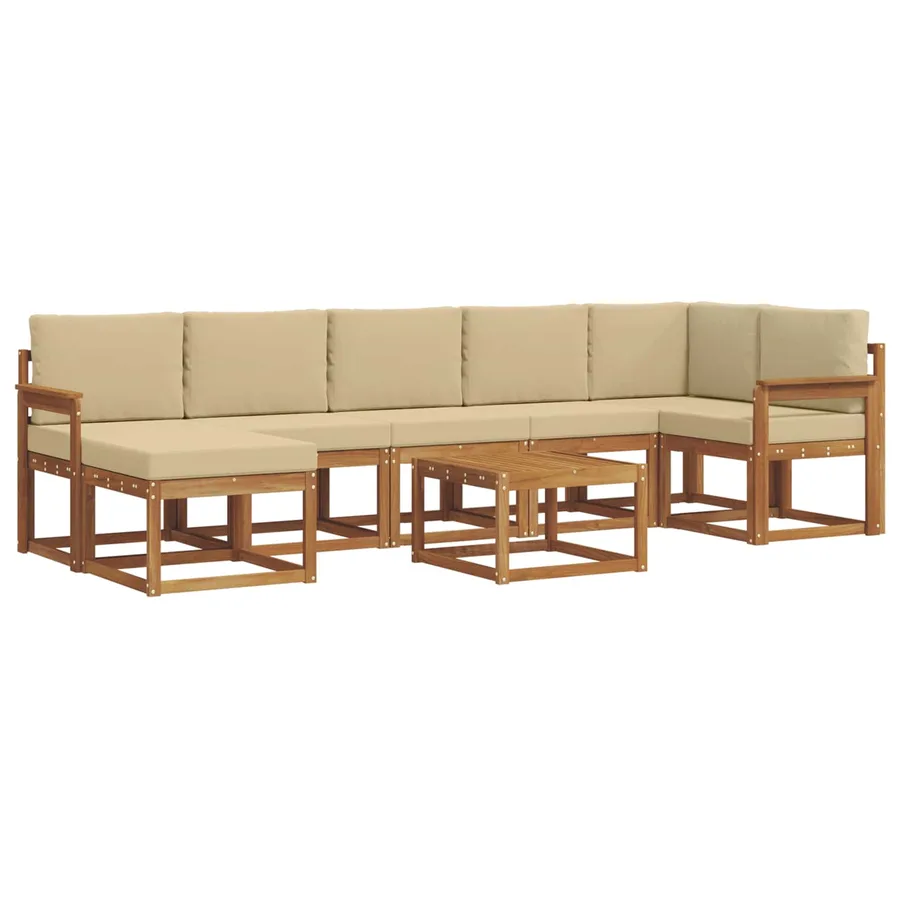 Ensemble de canapés d'extérieur 8 pcs Naturel et Beige - 2