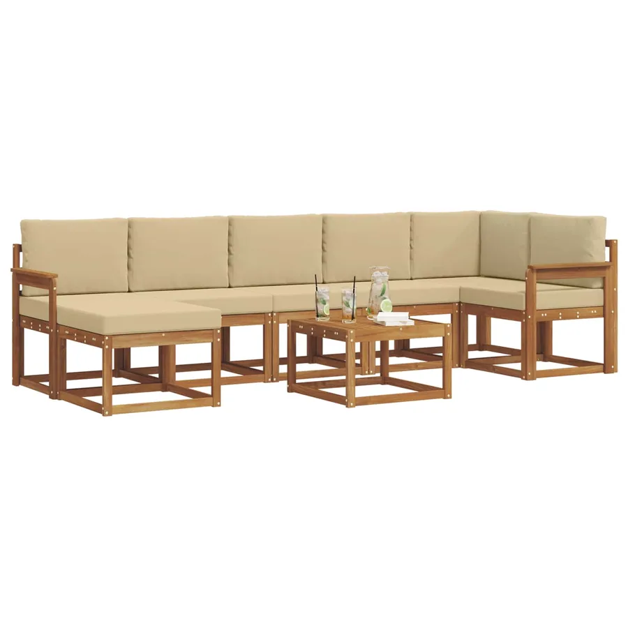 Ensemble de canapés d'extérieur 8 pcs Naturel et Beige - 3
