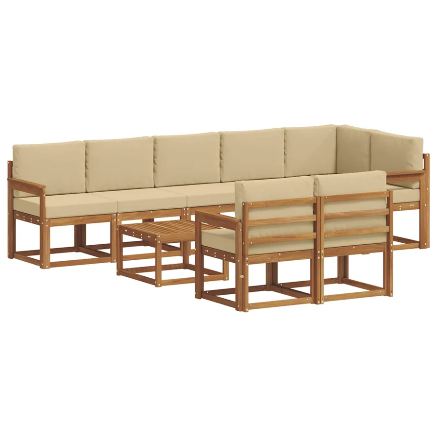 Ensemble de canapés d'extérieur 9 pcs Naturel et Beige - 2