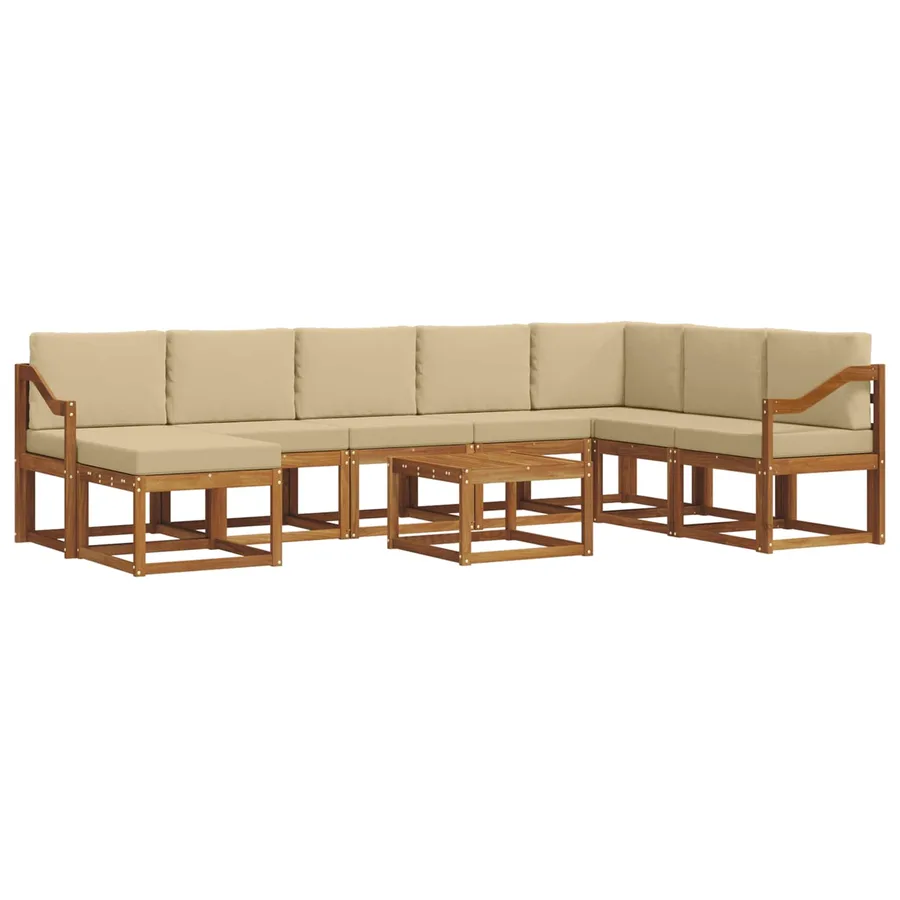 Ensemble de canapés d'extérieur 9 pcs Naturel et Beige - 2