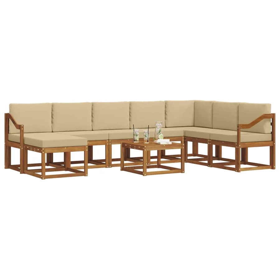 Ensemble de canapés d'extérieur 9 pcs Naturel et Beige - 3