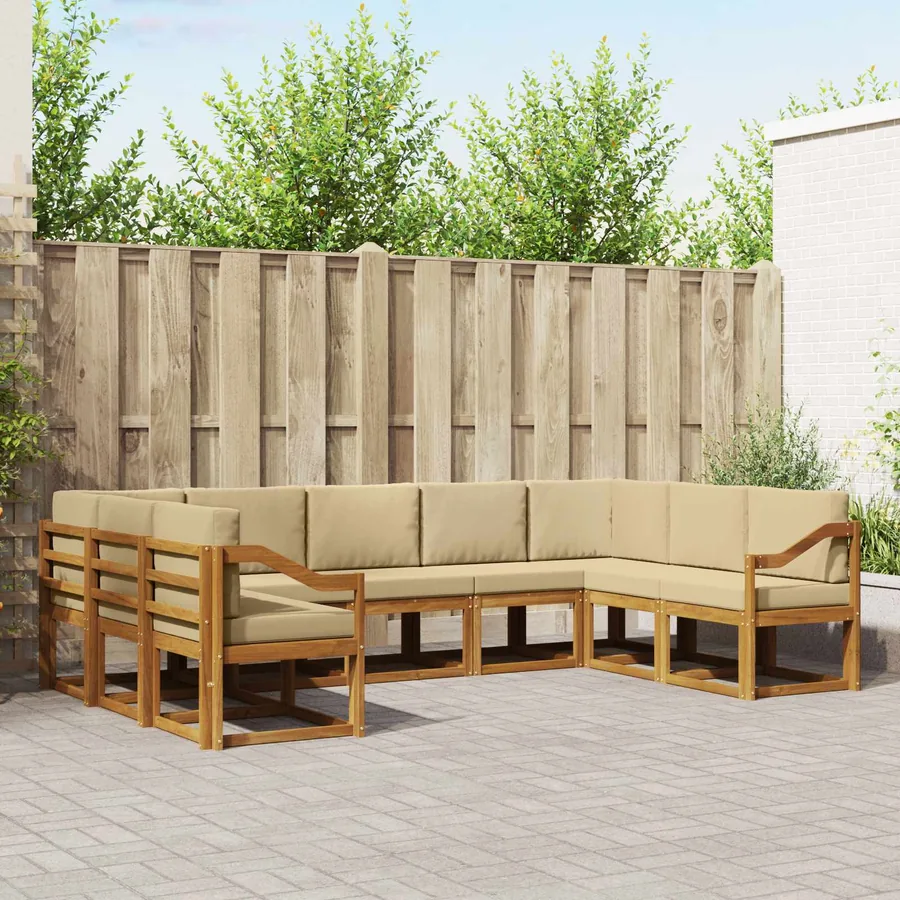 Ensemble de canapés d'extérieur 9 pcs Naturel et Beige