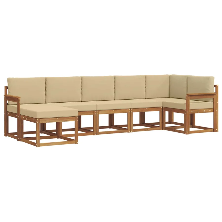 Ensemble de canapés d'extérieur 7 pcs Naturel et Beige - 2