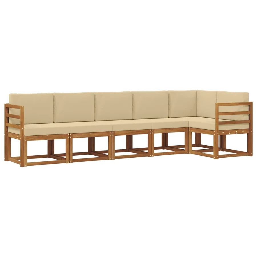 Ensemble de canapés d'extérieur 6 pcs Naturel et Beige - 2