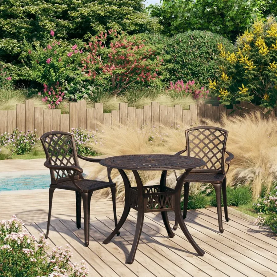 Ensemble de bistro 3 pcs Aluminium coulé Bronze