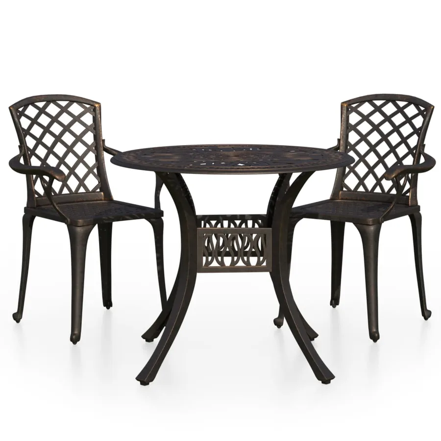Ensemble de bistro 3 pcs Aluminium coulé Bronze - 2