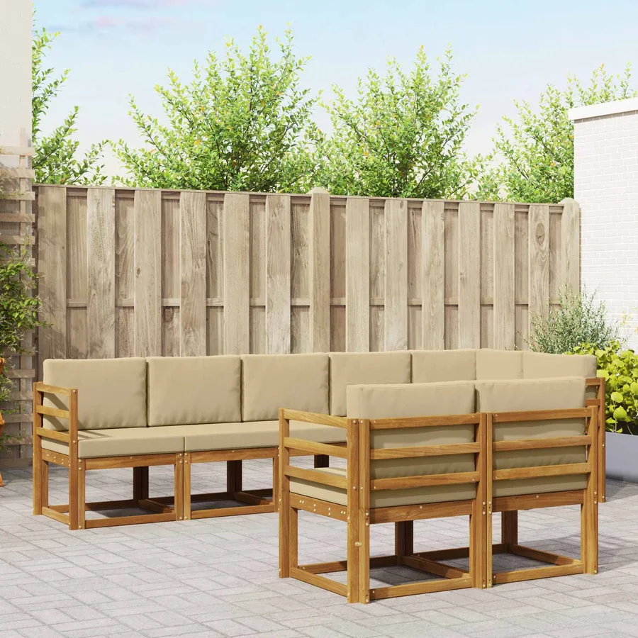 Ensemble de canapés d'extérieur 8 pcs Naturel et Beige