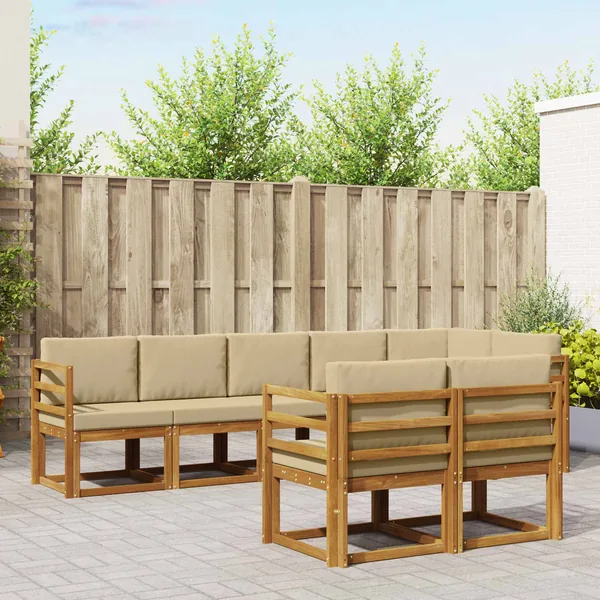 Ensemble de canapés d'extérieur 8 pcs Naturel et Beige