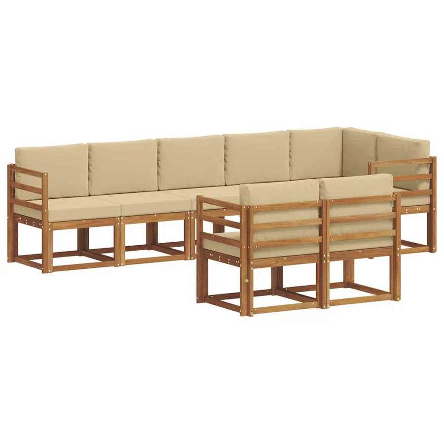 Ensemble de canapés d'extérieur 8 pcs Naturel et Beige - 2