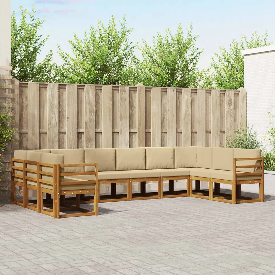 Ensemble de canapés d'extérieur 10 pcs Naturel et Beige