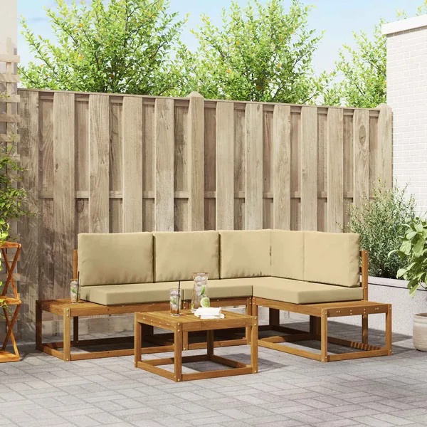 Ensemble de canapés d'extérieur 5 Pièce Naturel et Beige