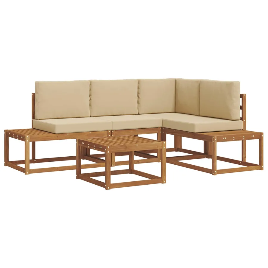 Ensemble de canapés d'extérieur 5 Pièce Naturel et Beige - 2