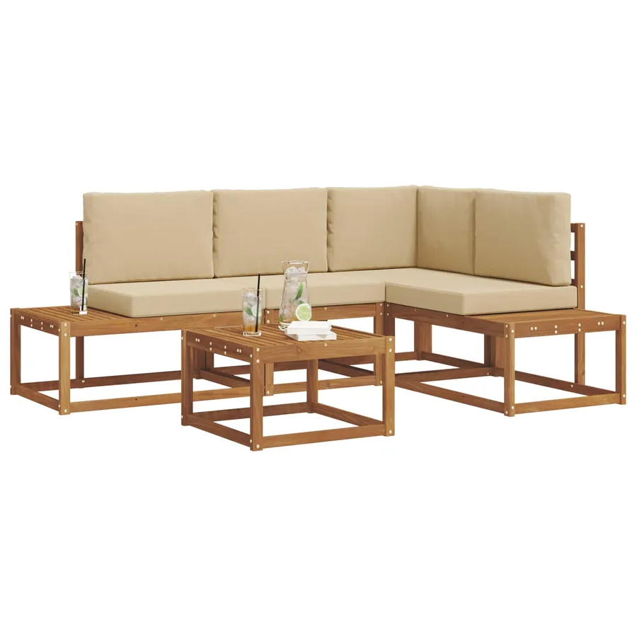 Ensemble de canapés d'extérieur 5 Pièce Naturel et Beige - 3