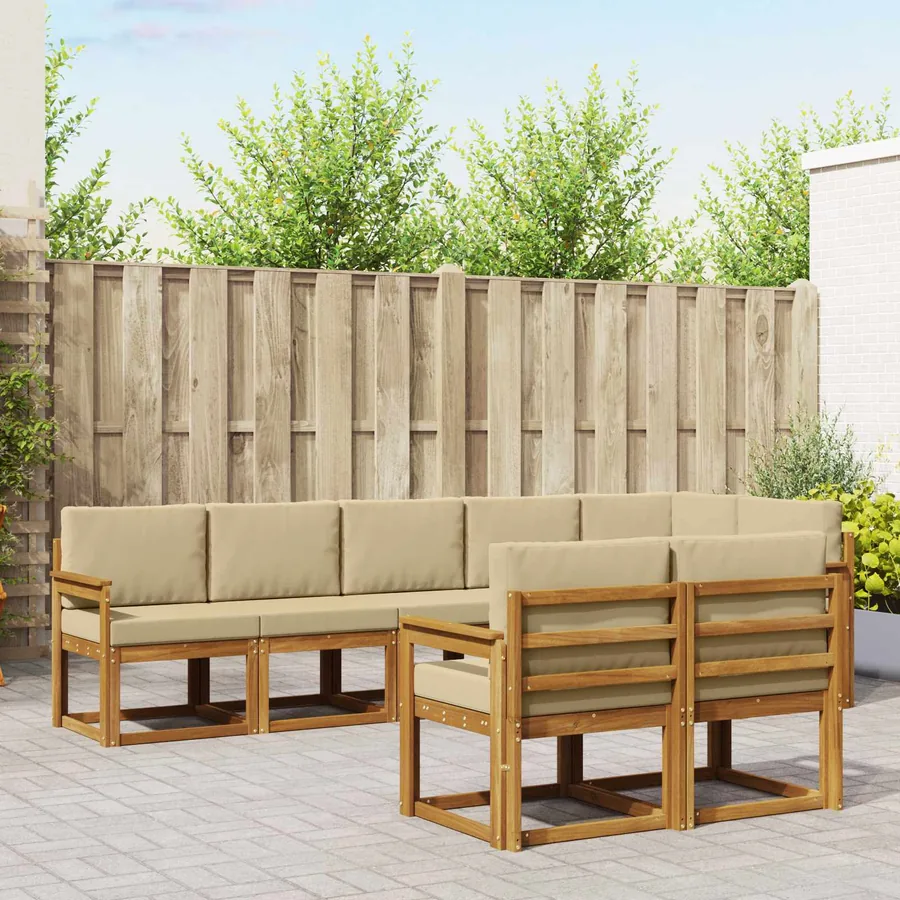 Ensemble de canapés d'extérieur 8 pcs Naturel et Beige