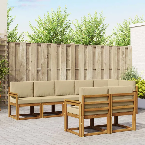 Ensemble de canapés d'extérieur 8 pcs Naturel et Beige