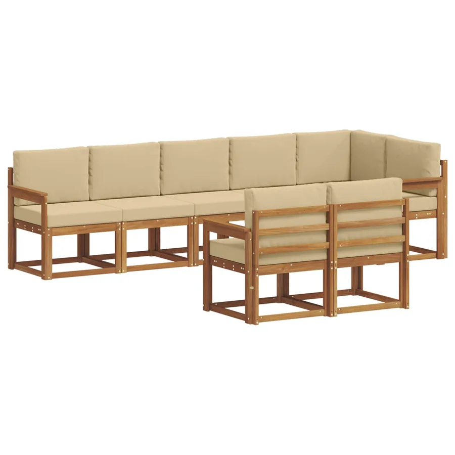 Ensemble de canapés d'extérieur 8 pcs Naturel et Beige - 2