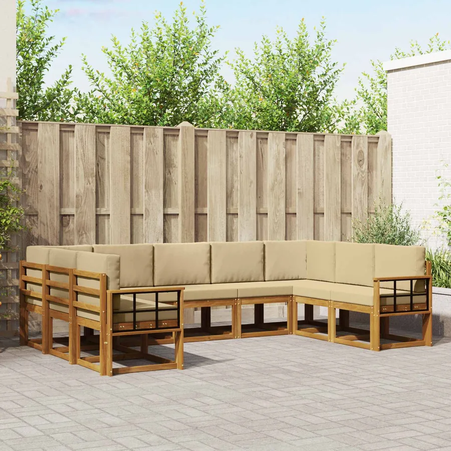 Ensemble de canapés d'extérieur 9 pcs Naturel et Beige
