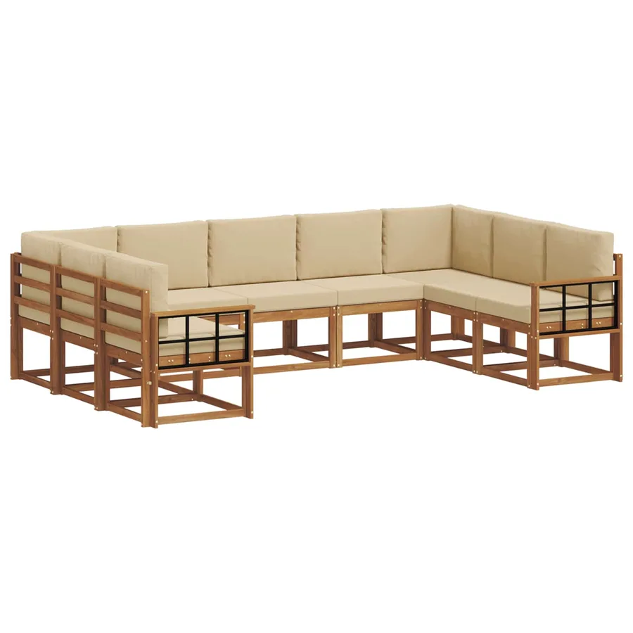 Ensemble de canapés d'extérieur 9 pcs Naturel et Beige - 2