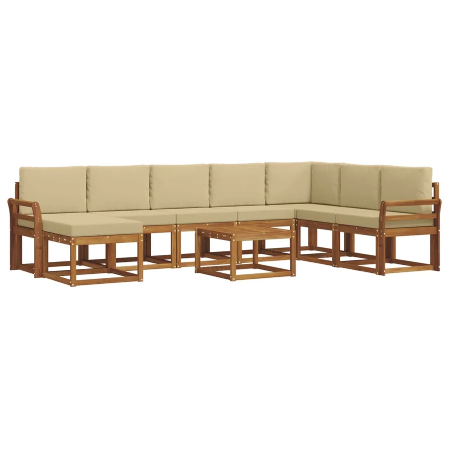 Ensemble de canapés d'extérieur 9 pcs Naturel et Beige - 2
